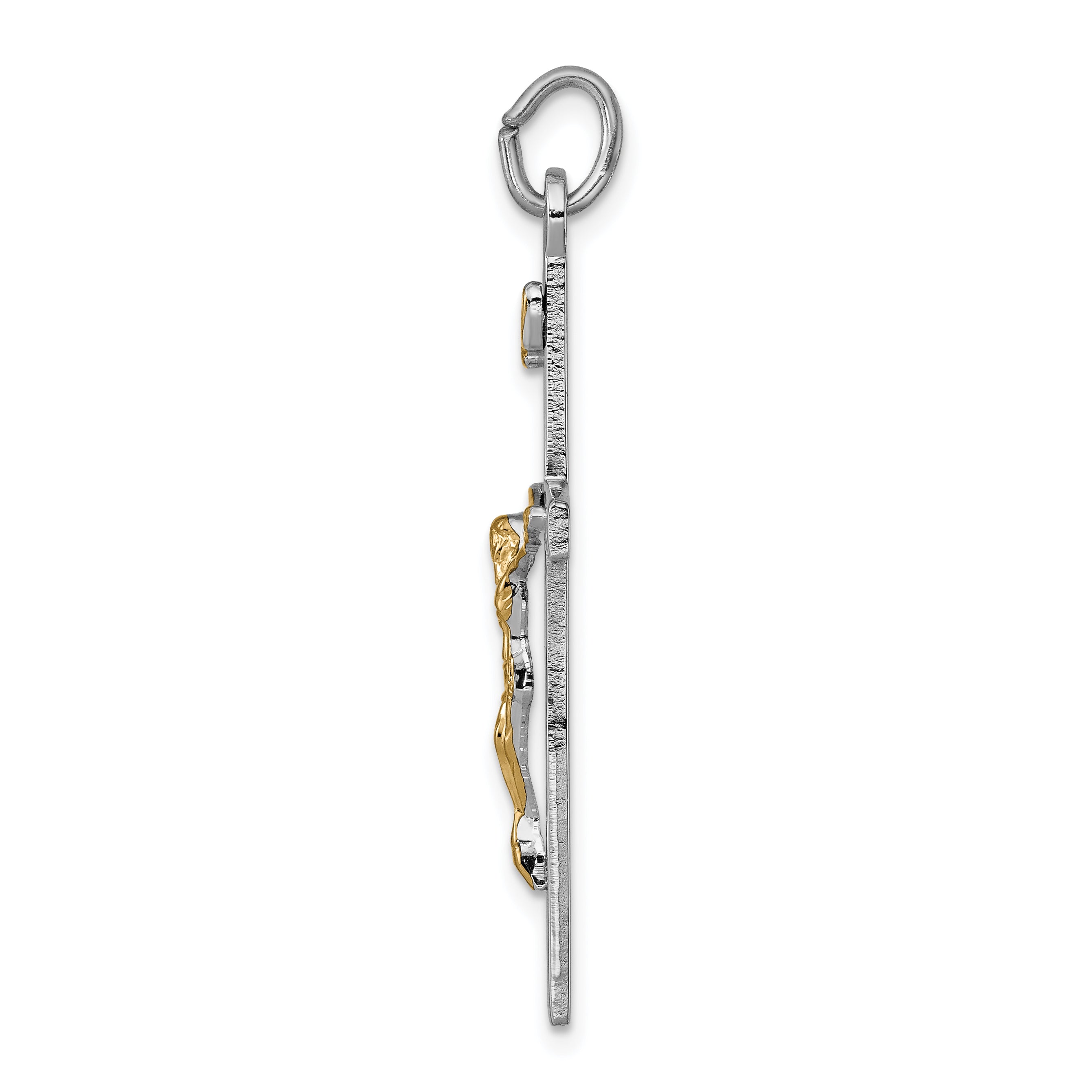 Sterling Silver 18K Gold-Plated Crucifix Pendant with Polished Finish Secondary image