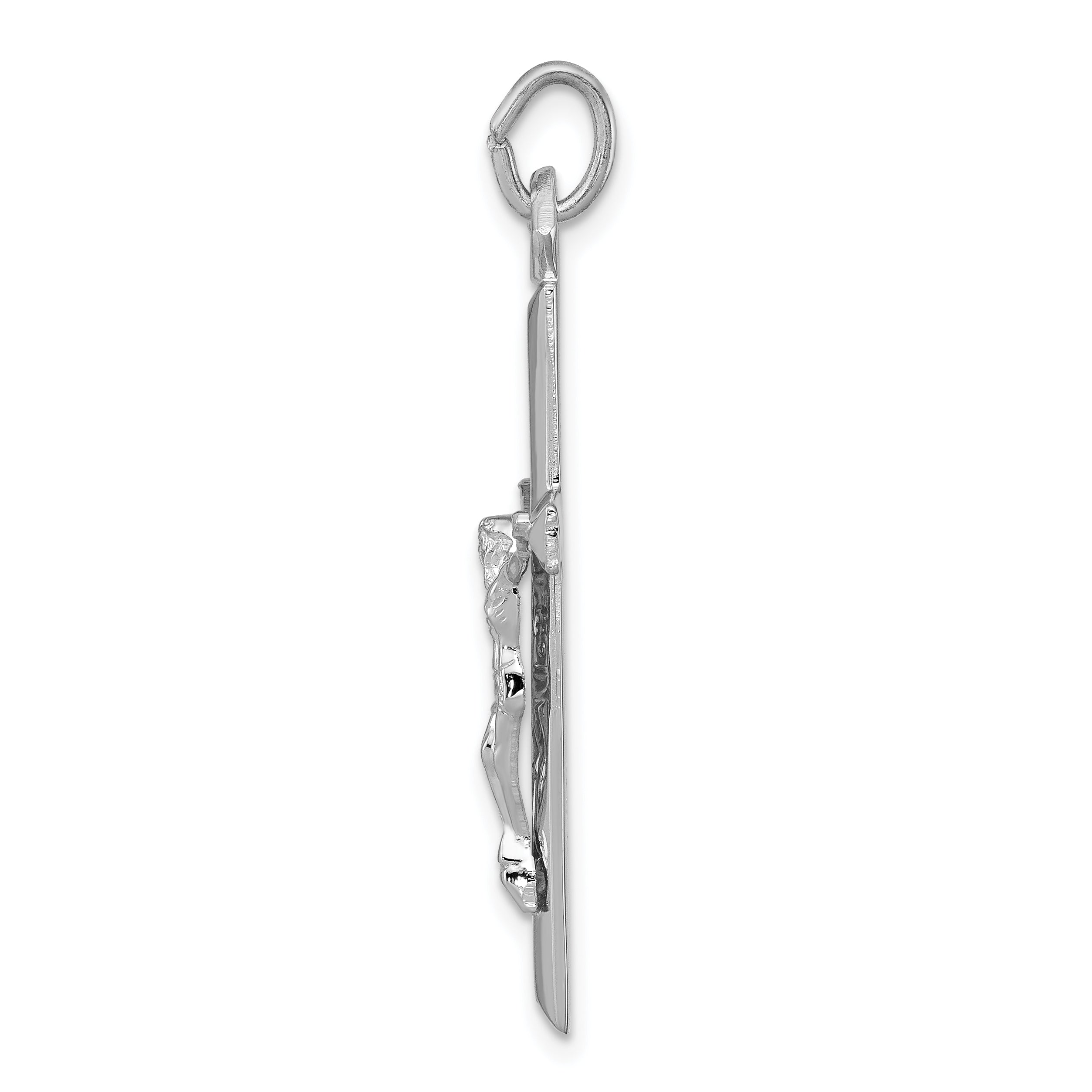 Sterling Silver 925 Crucifix Pendant with Rhodium Plating Polished Finish