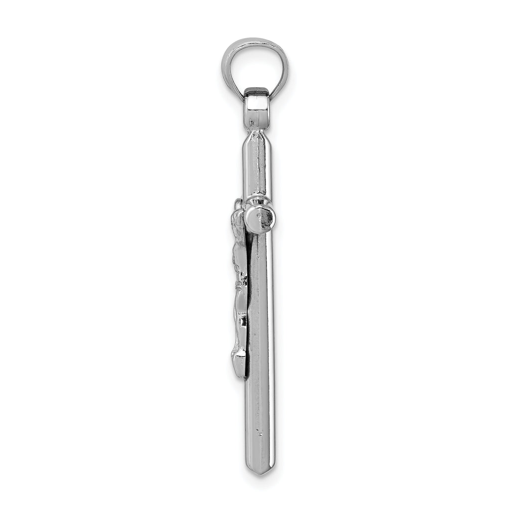 Sterling Silver 925 Rhodium-Plated Polished 3D Crucifix Pendant