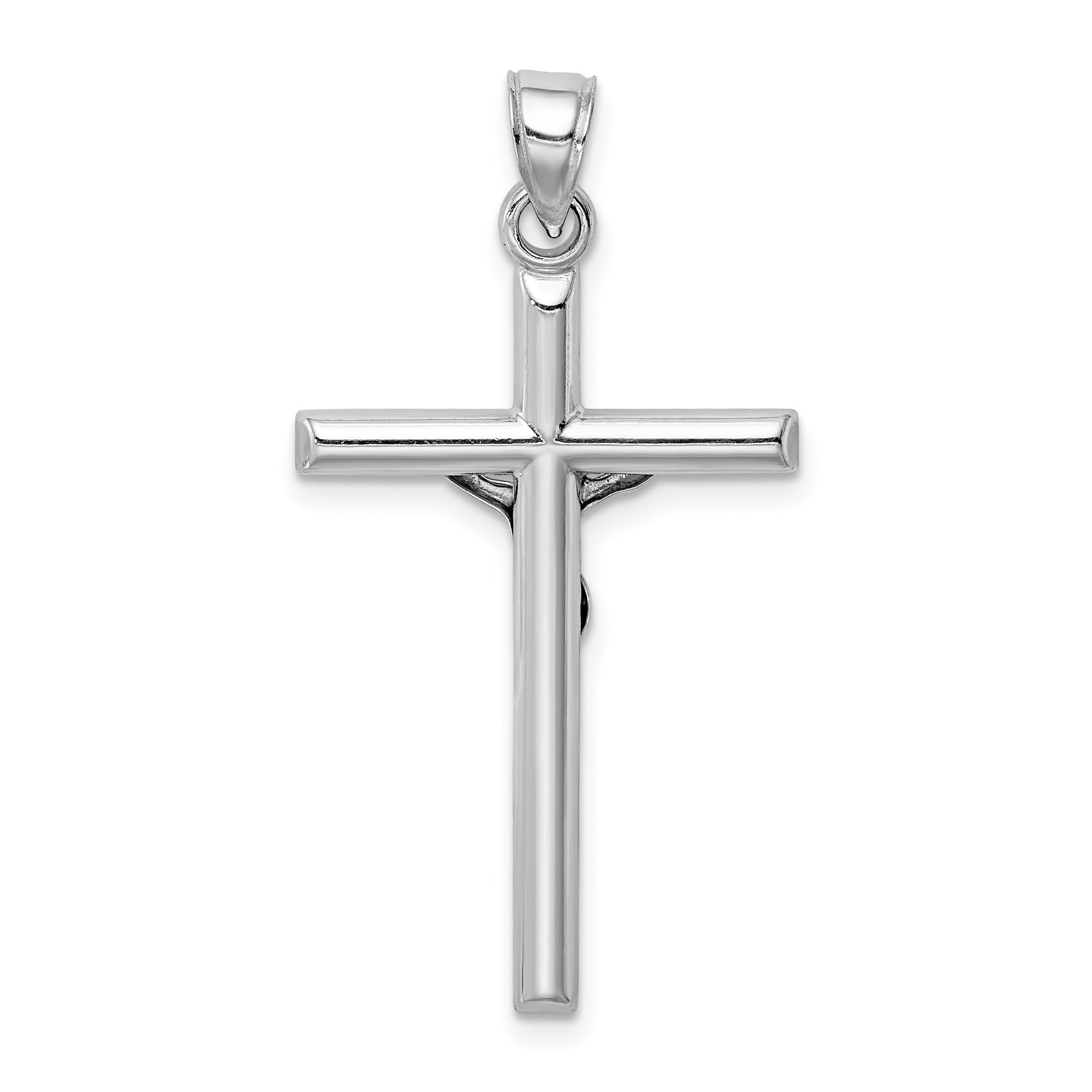 Sterling Silver 925 Rhodium-Plated Polished 3D Crucifix Pendant