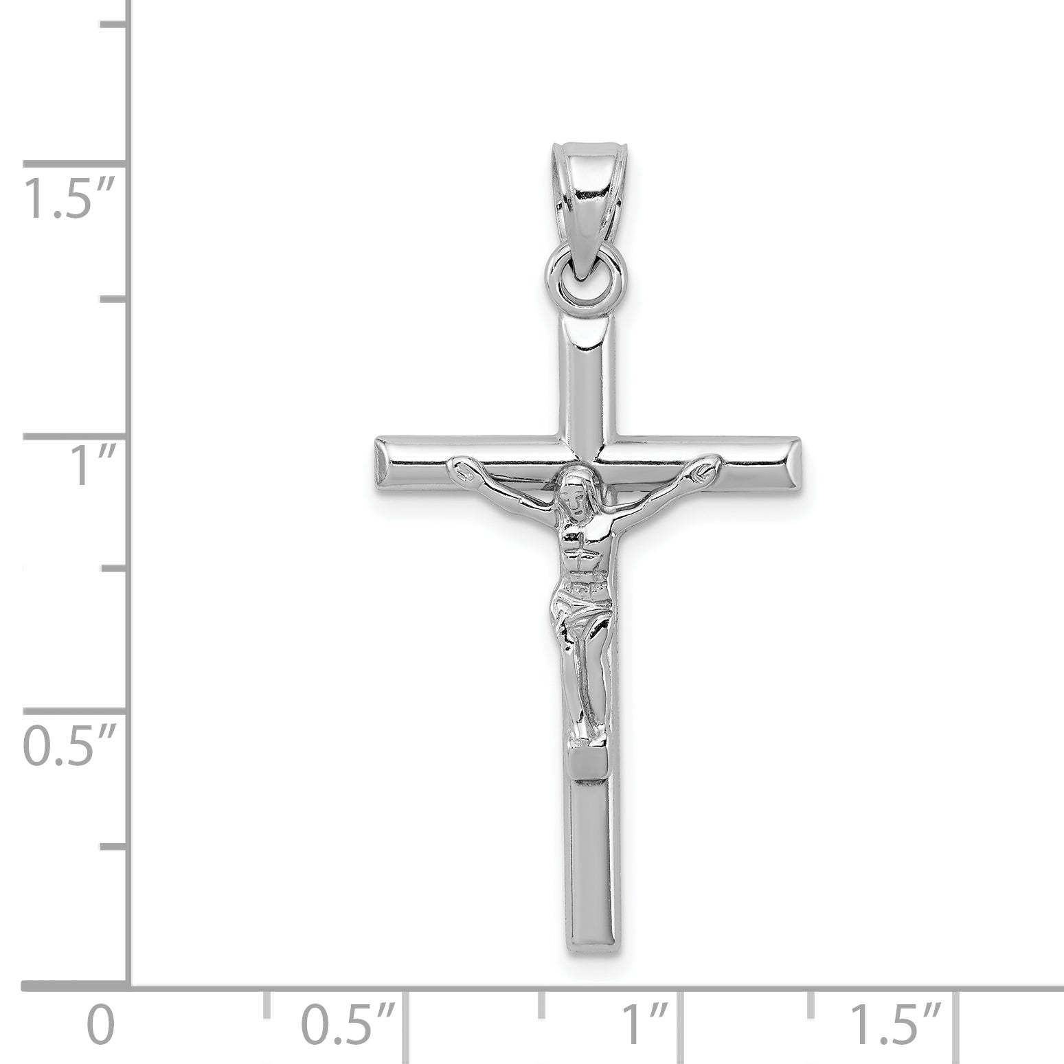 Sterling Silver 925 Rhodium-Plated Polished 3D Crucifix Pendant