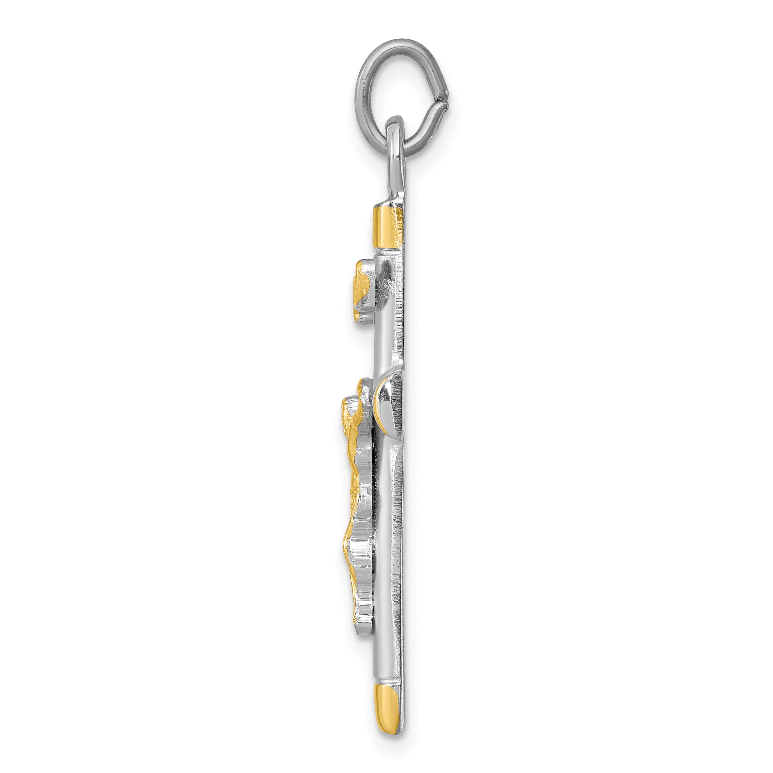 Sterling Silver 18K Gold-Plated Crucifix Pendant Polished Elegant Design Secondary image
