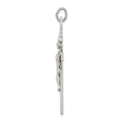 Sophia Jewelers Sterling Silver 925 Antiqued Crucifix Pendant Polished Finish
