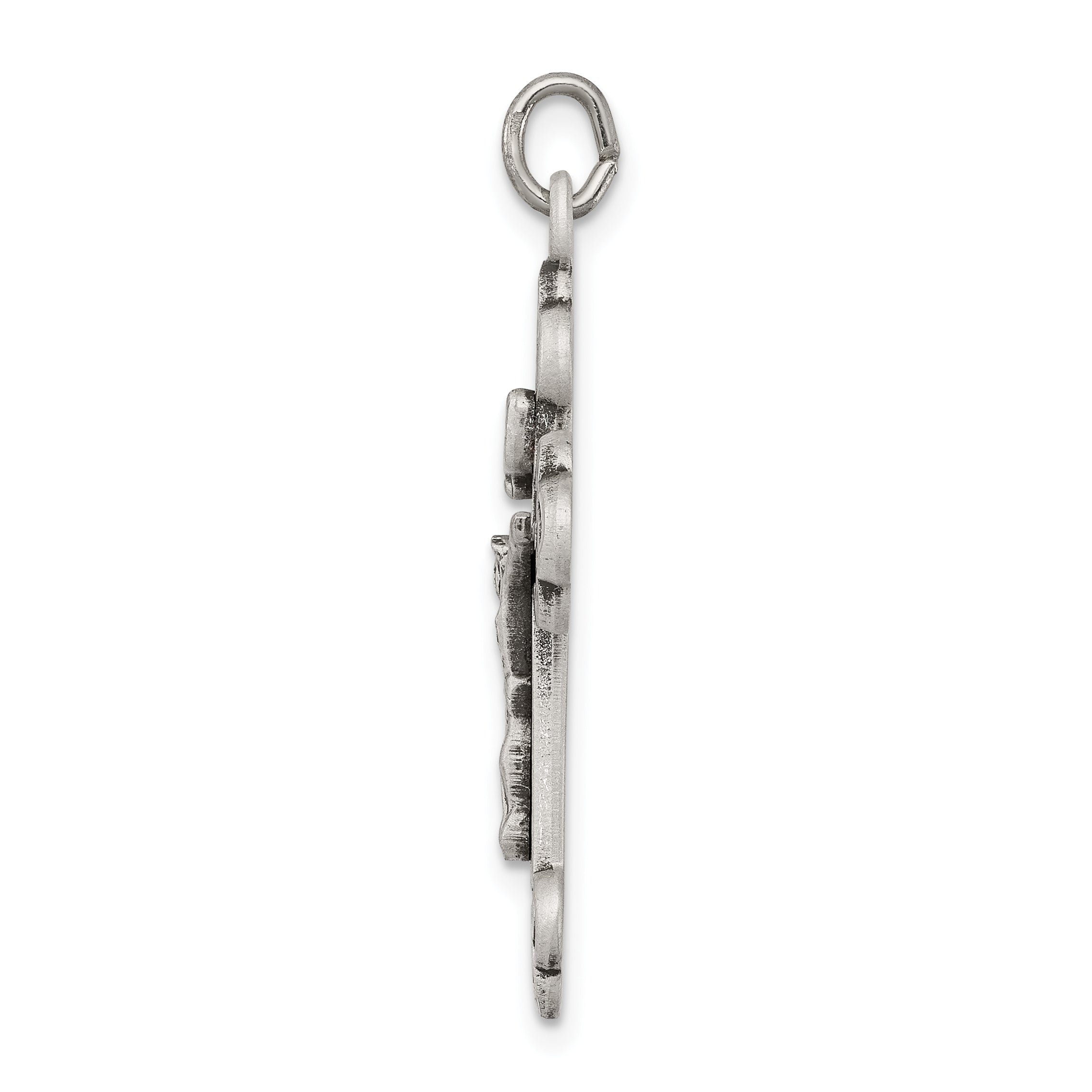 Sterling Silver 925 INRI Crucifix Pendant with Polished Antique Finish Secondary image