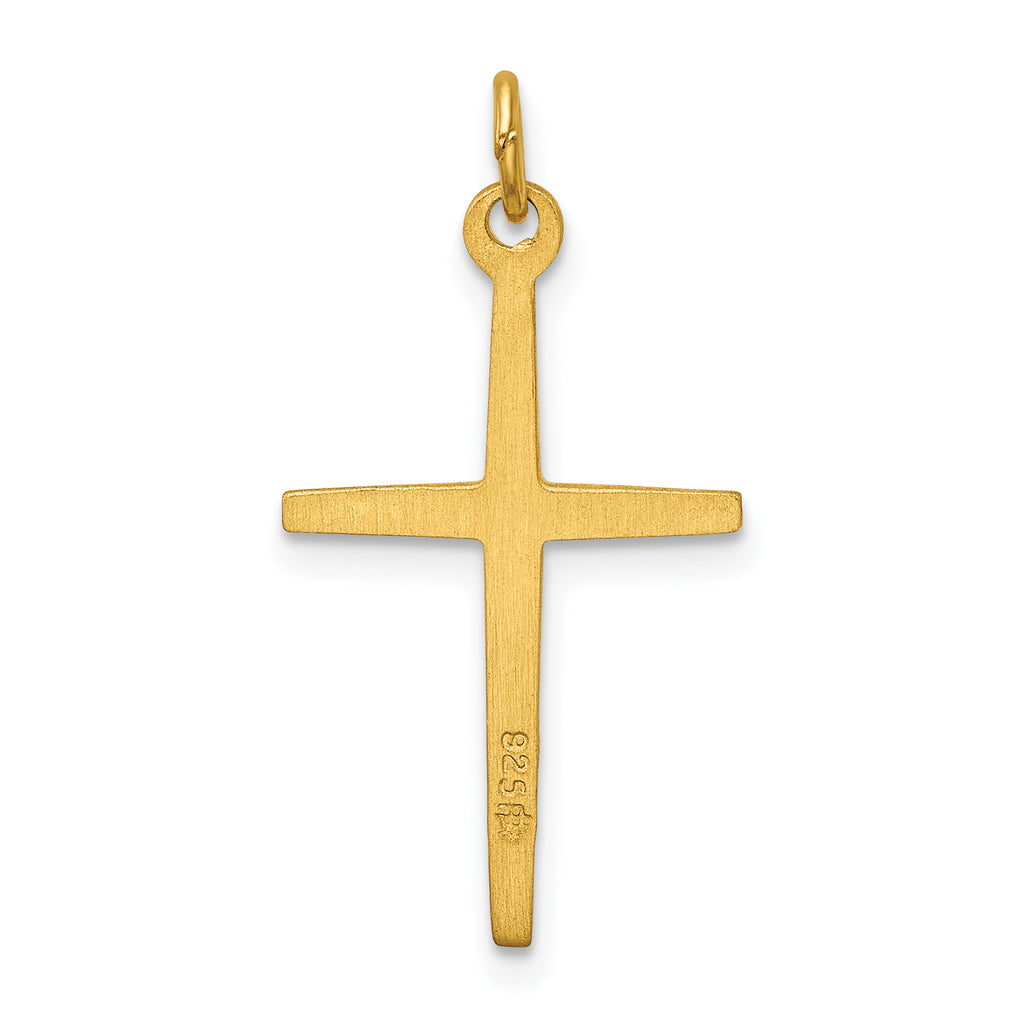 Sterling Silver 24K Gold-Plated Passion Cross Charm Polished Elegance