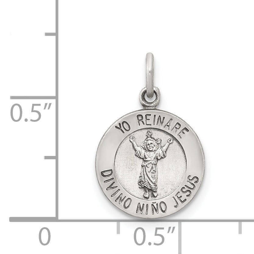 Sterling Silver Antiqued Divino Nino Medal (Divine Infant Jesus)