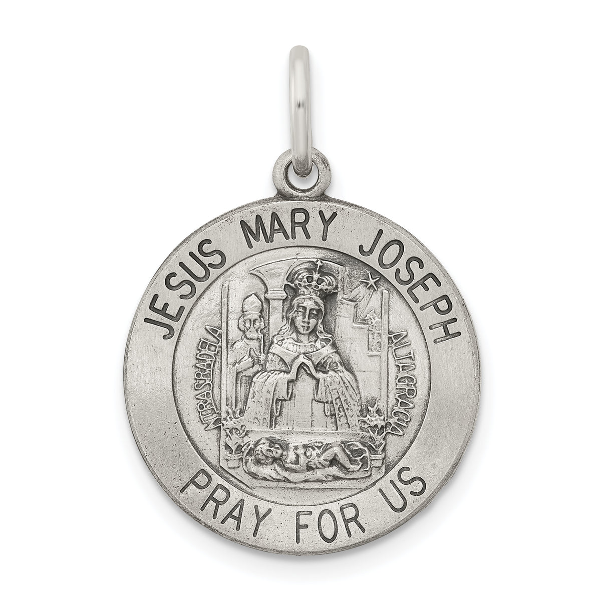 Sterling Silver Antiqued Holy Family Medal