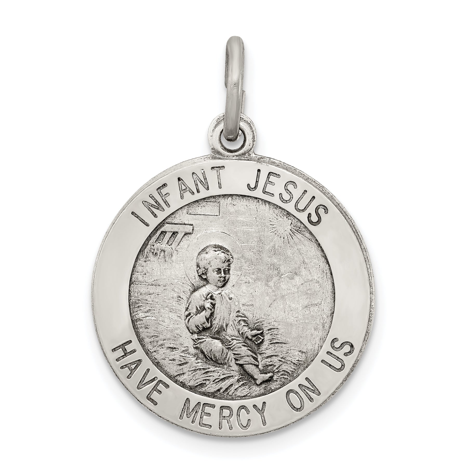 Sterling Silver Antiqued Infant Jesus Medal Main image