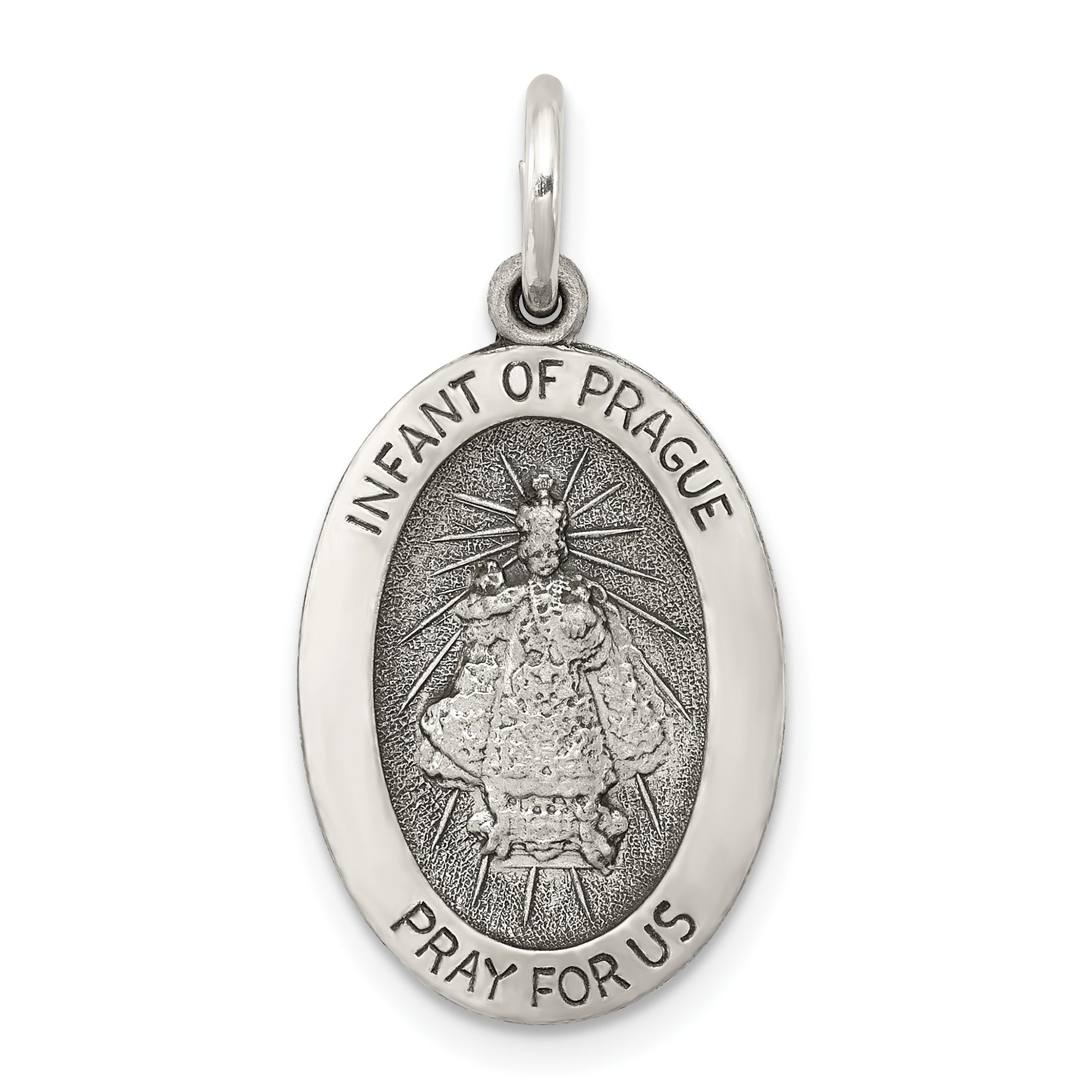 Sterling Silver Antiqued Infant of Prague Medal Main image