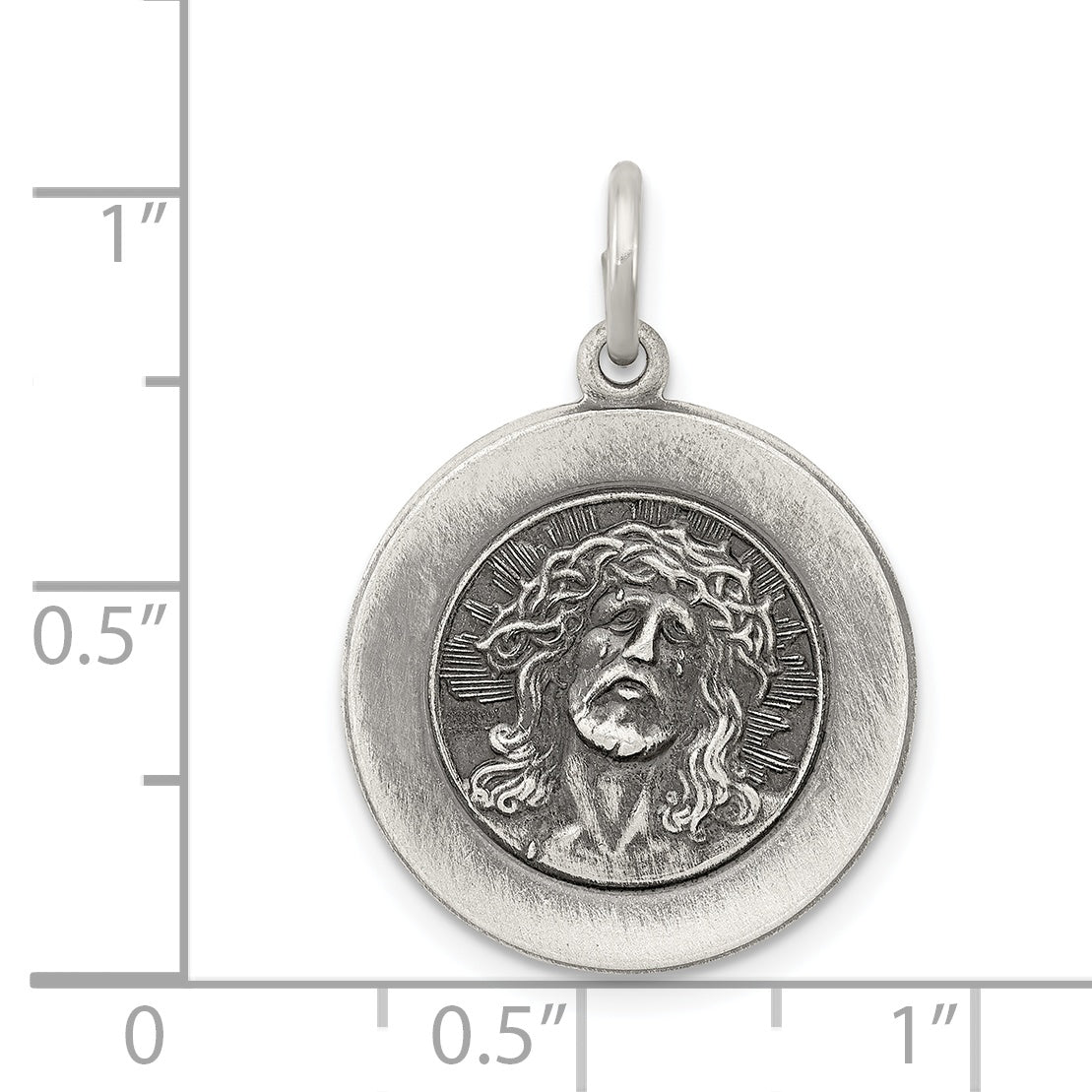 Sterling Silver 925 Ecce Homo Medal Pendant with Antiqued Finish
