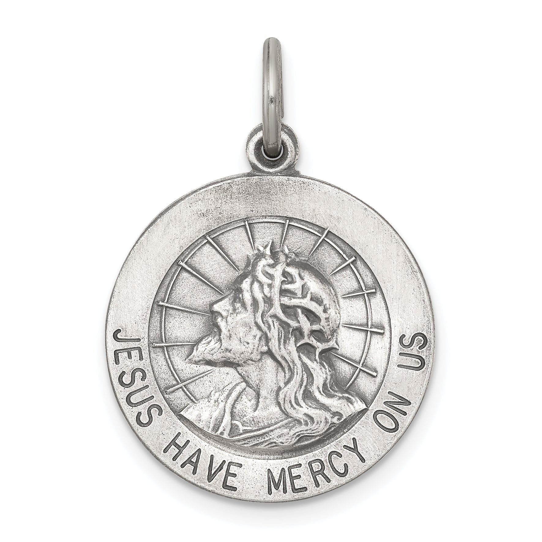 Sterling Silver Antiqued Jesus Have Mercy Medal Main image