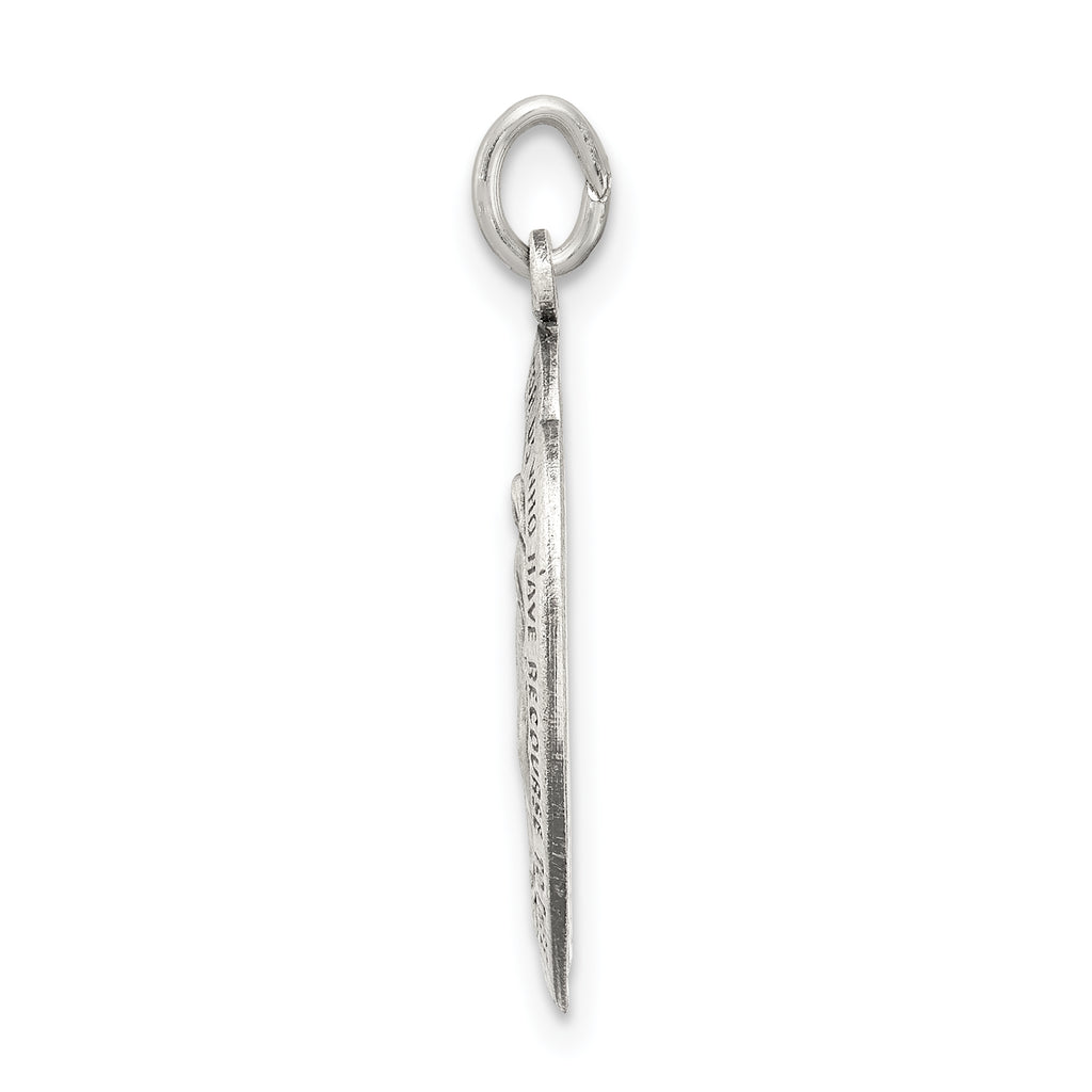 Sterling Silver 925 Antiqued Miraculous Medal Pendant Vintage Charm