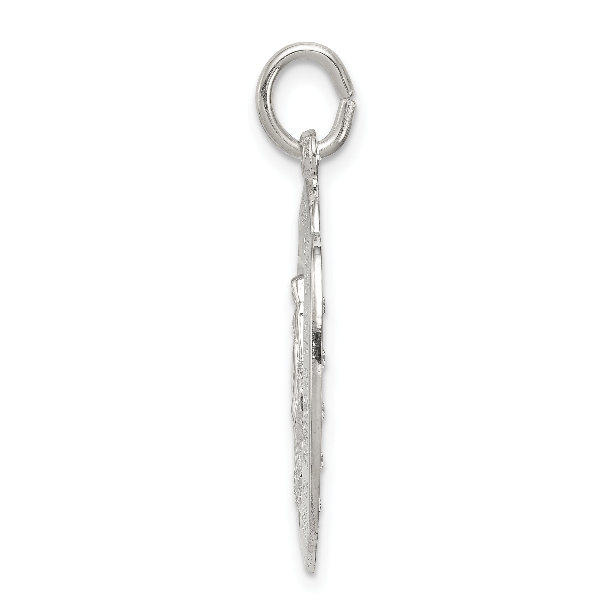 Sterling Silver 925 Miraculous Medal Pendant with Polished Palladium Finish
