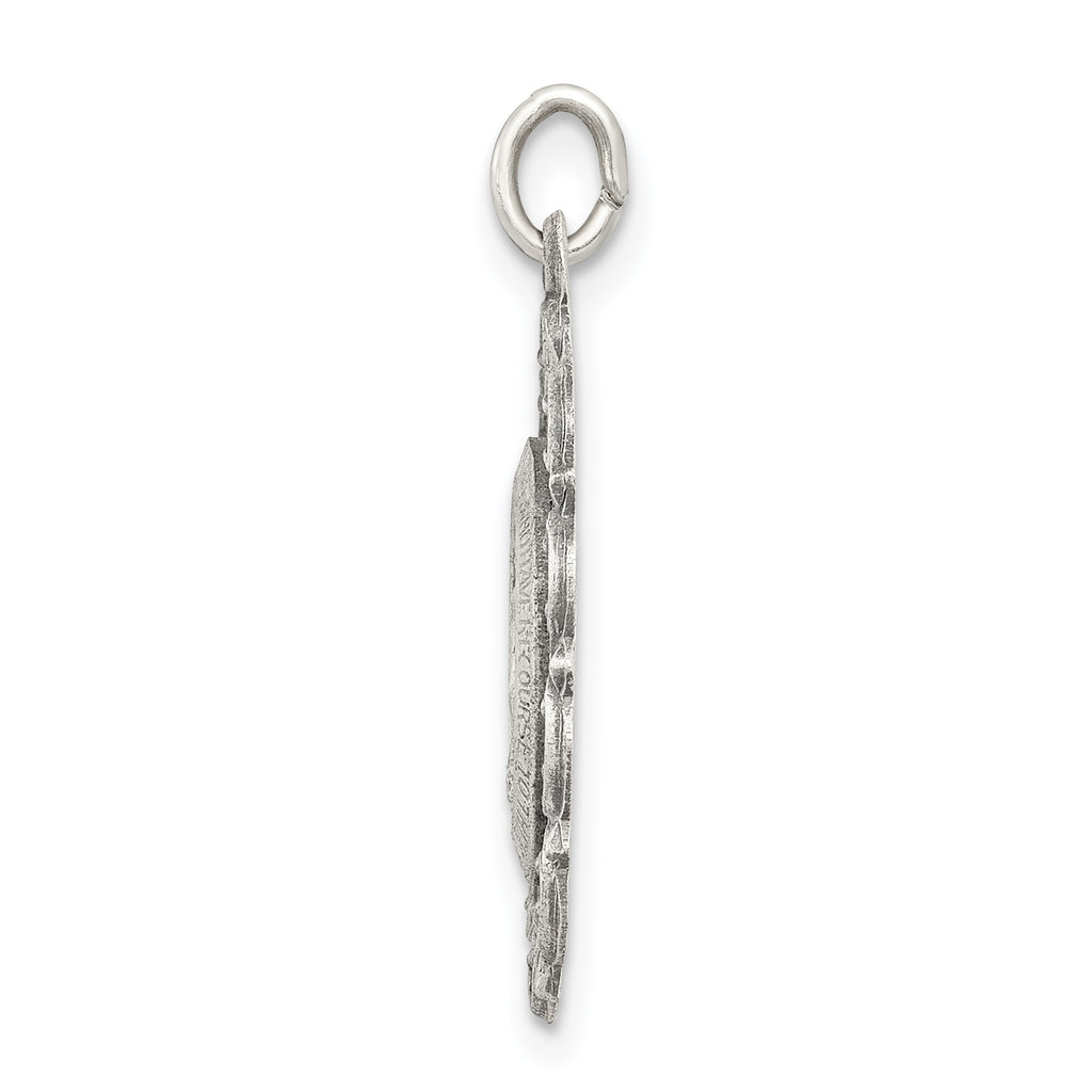 Sterling Silver 925 Antiqued Miraculous Medal Pendant for Vintage Charm