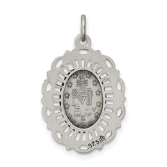 Sterling Silver 925 Antiqued Miraculous Medal Pendant for Vintage Charm