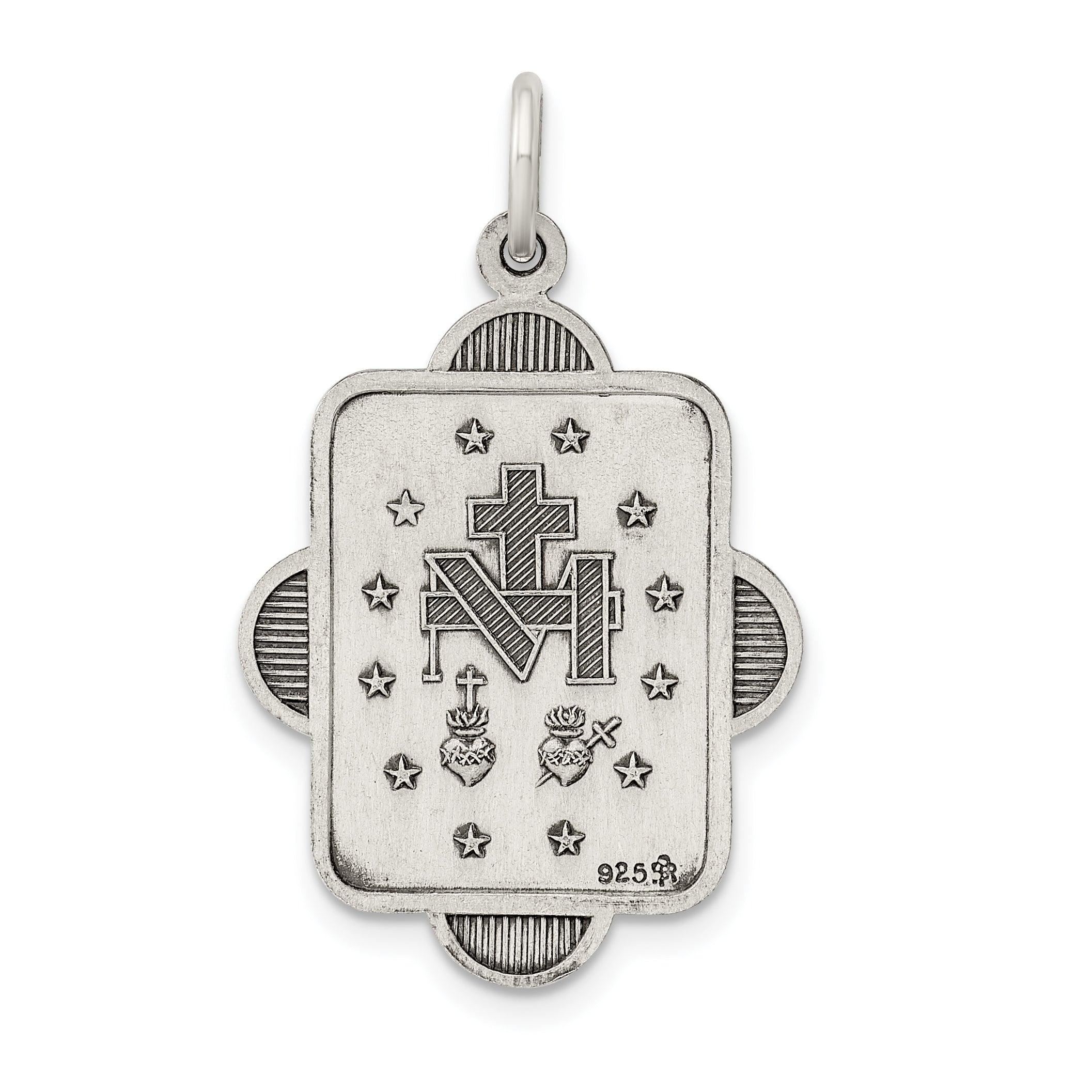 Sophia Jewelers Sterling Silver 925 Vintage Miraculous Medal Pendant