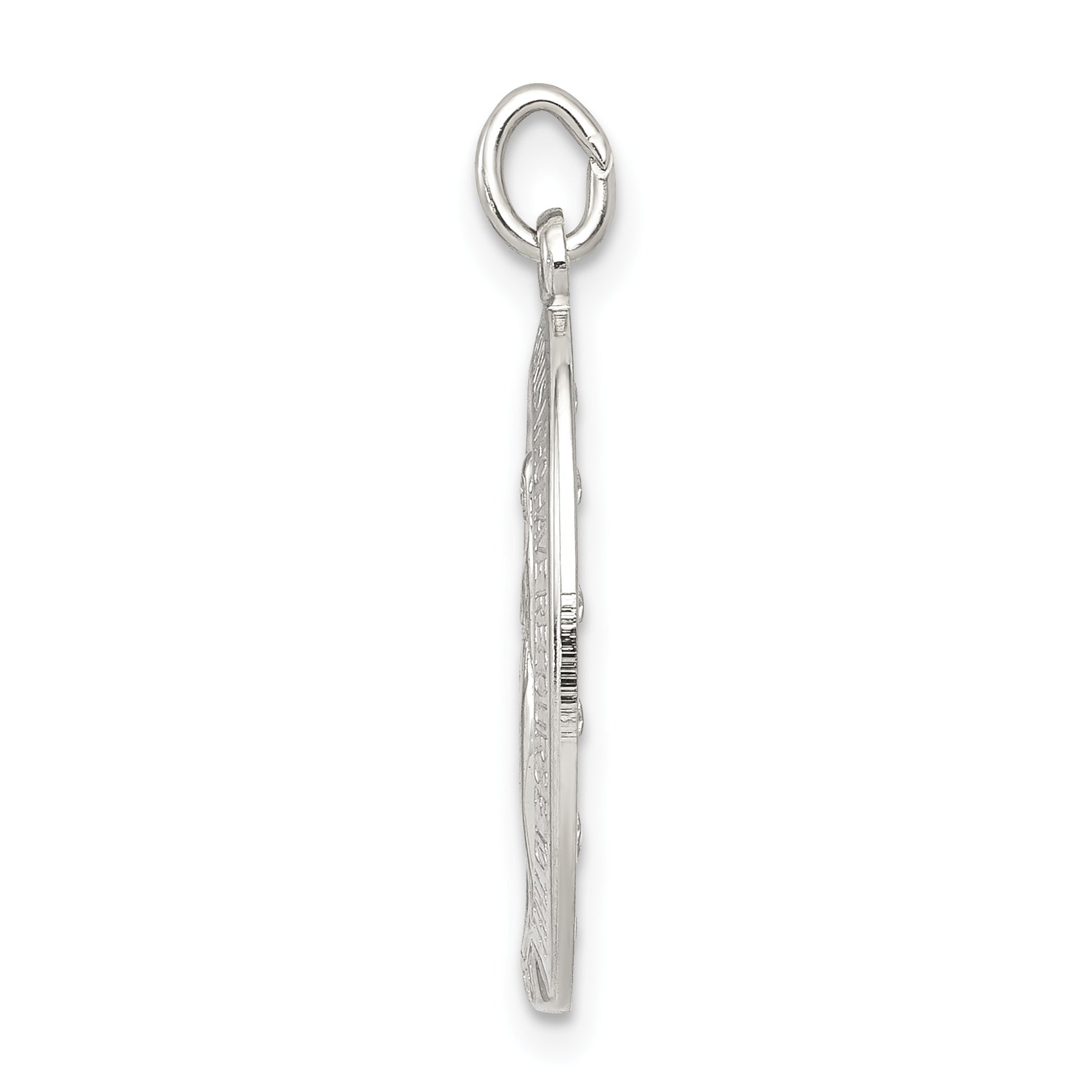 Sterling Silver 925 Miraculous Medal Pendant with Polished Palladium Finish