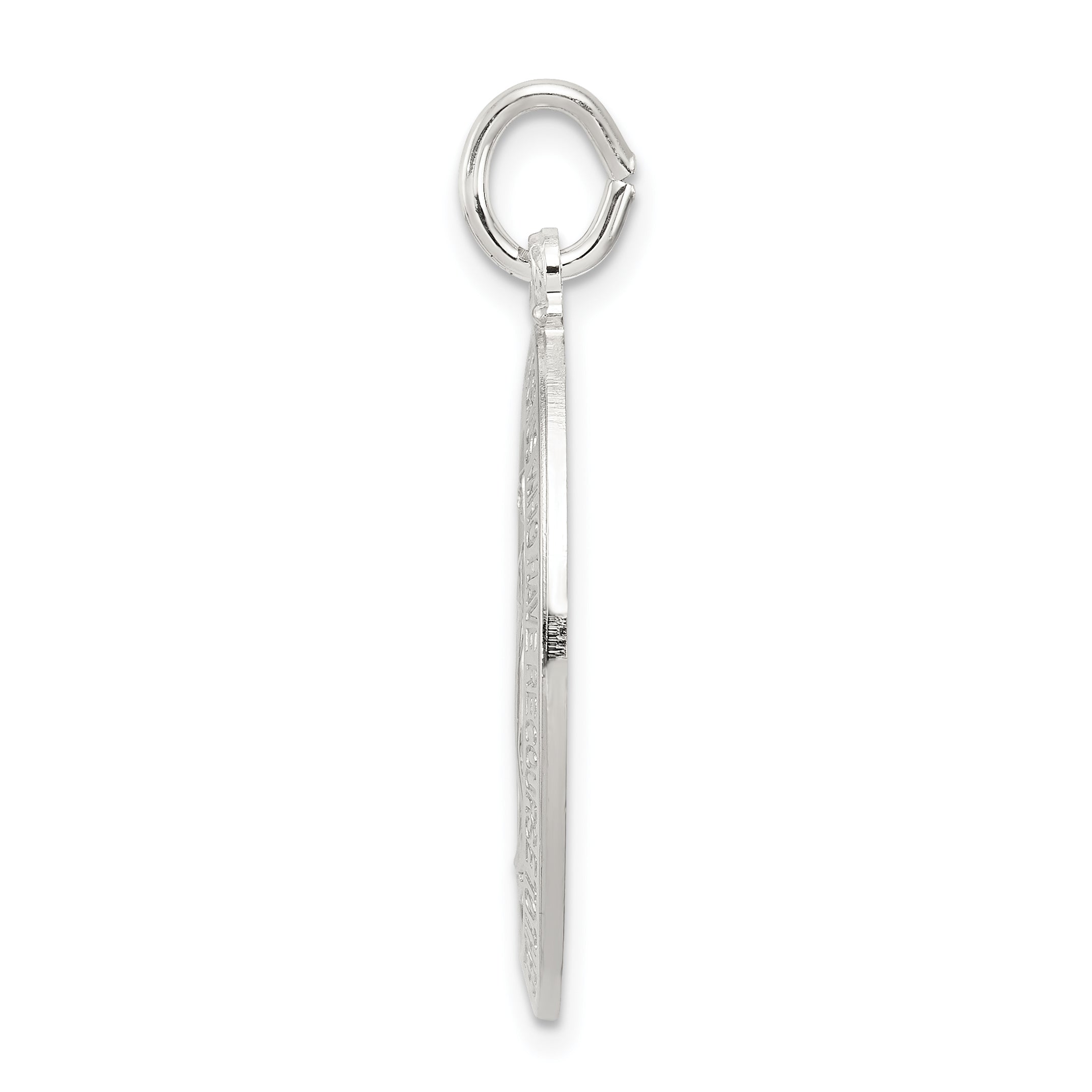 Sterling Silver 925 Miraculous Medal Pendant with Polished Palladium Finish