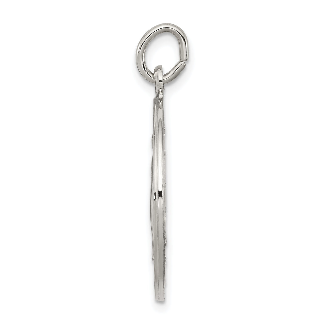 Sterling Silver 925 Miraculous Medal Pendant with Polished Palladium Finish