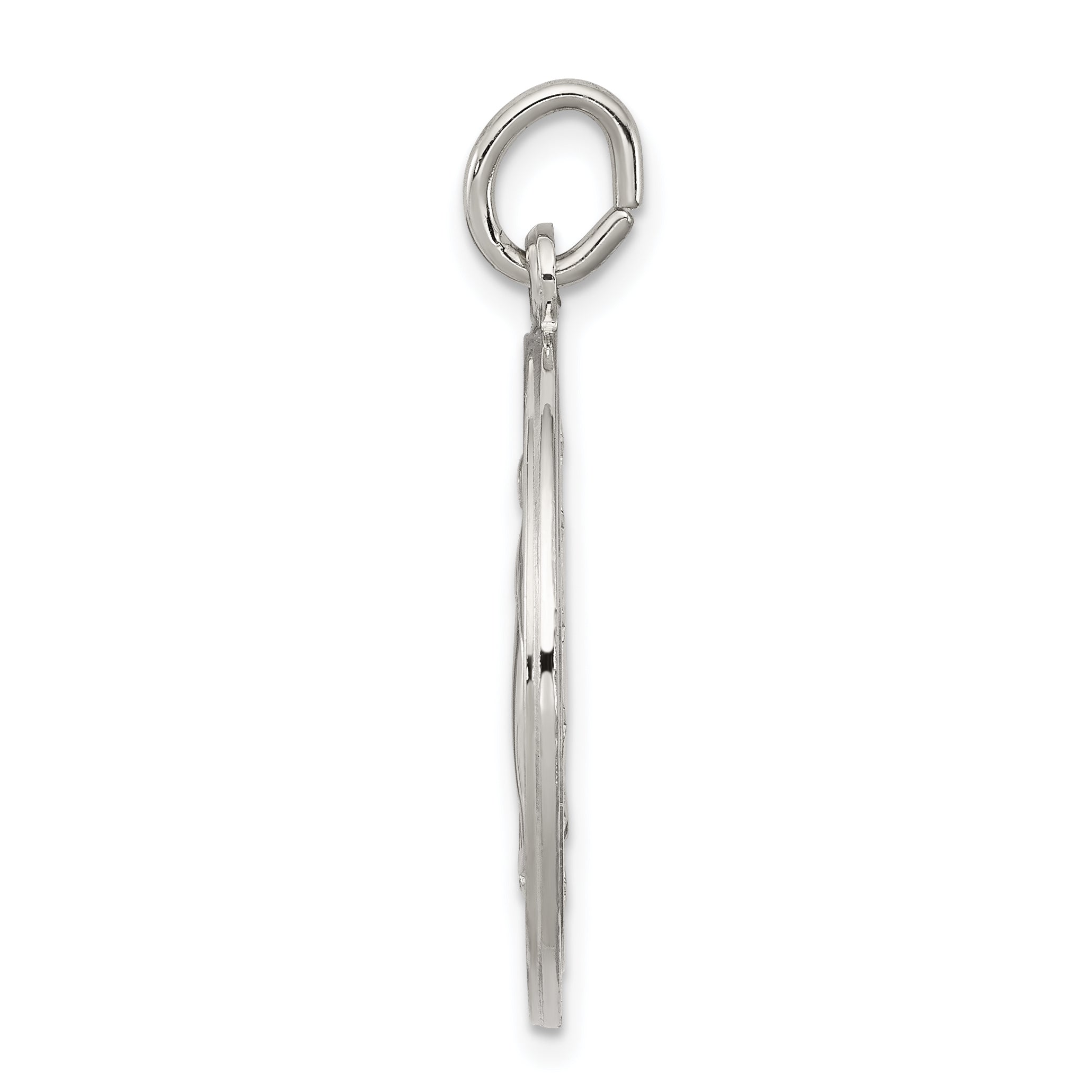 Sterling Silver 925 Miraculous Medal Pendant with Polished Palladium Finish