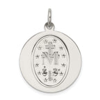 Sterling Silver 925 Miraculous Medal Pendant with Polished Palladium Finish