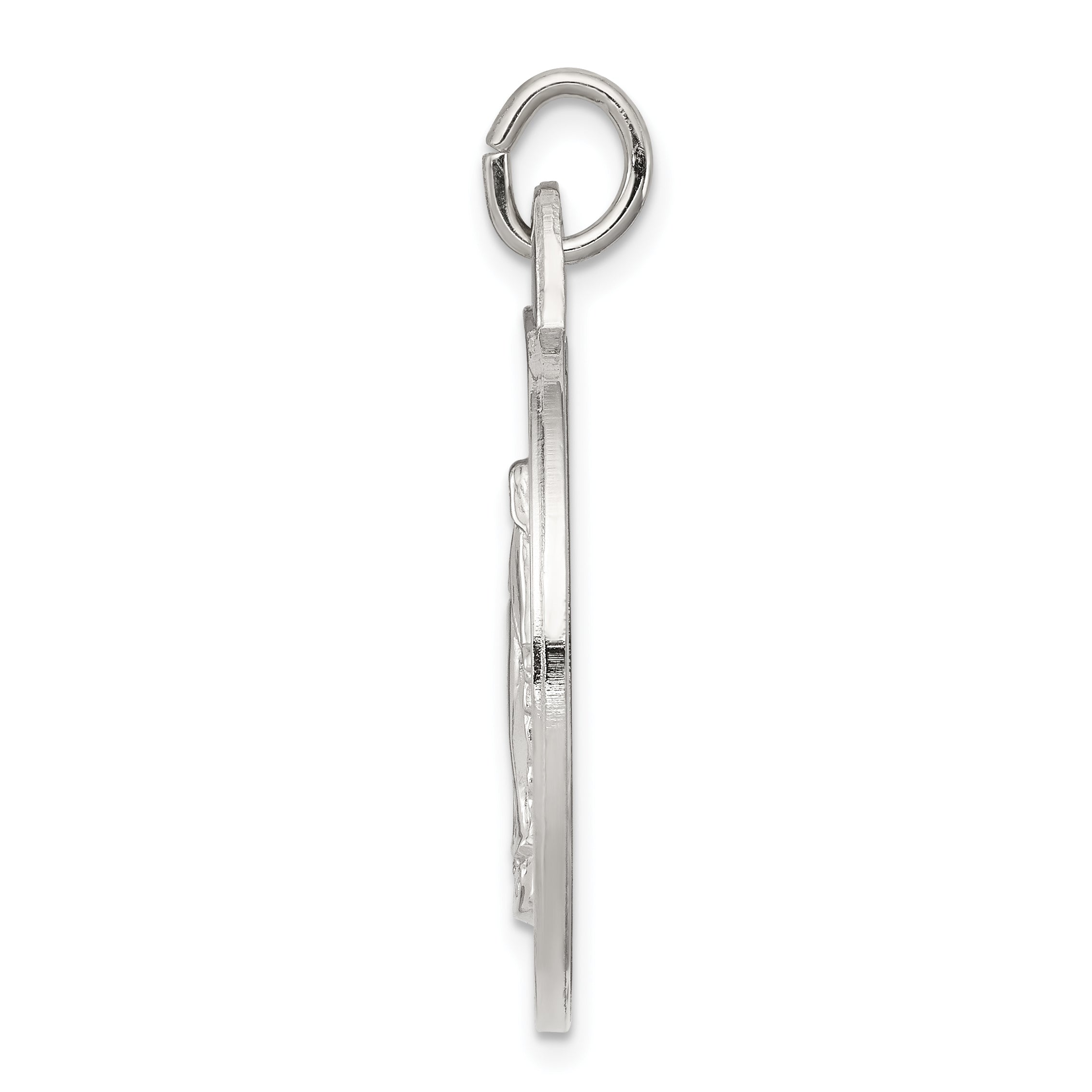 Sterling Silver 925 Miraculous Medal Pendant with Polished Palladium Finish