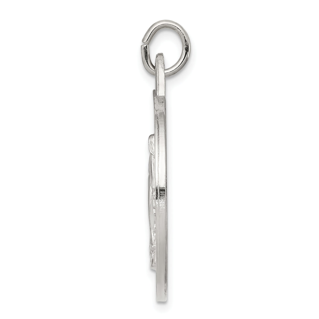 Sterling Silver 925 Miraculous Medal Pendant with Polished Palladium Finish