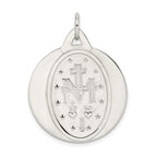 Sterling Silver 925 Miraculous Medal Pendant with Polished Palladium Finish