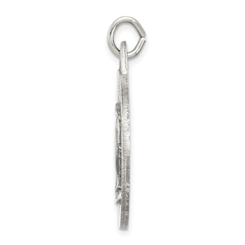 Sterling Silver 925 Antiqued Miraculous Medal Pendant Vintage Charm