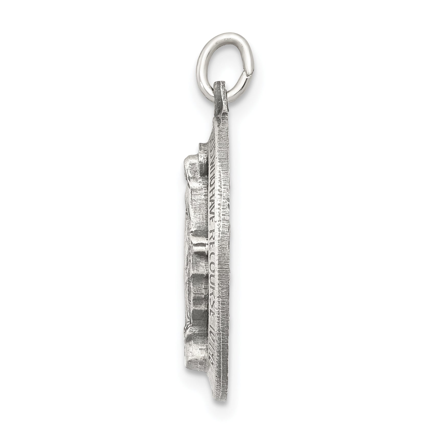 Sterling Silver 925 Miraculous Medal Pendant Antiqued Vintage Inspired 3D Design