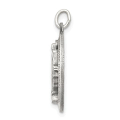 Sterling Silver 925 Miraculous Medal Pendant Antiqued Vintage Inspired 3D Design