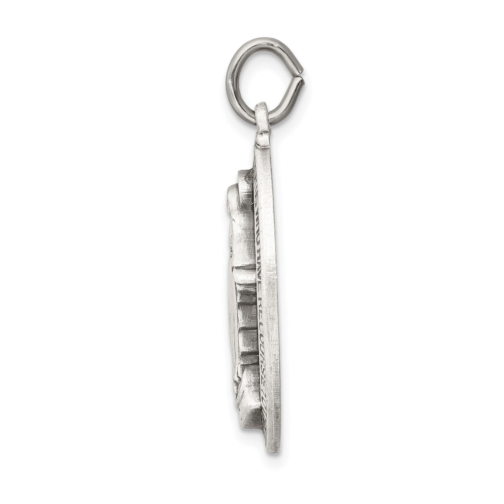 Sophia Jewelers Sterling Silver Antiqued Miraculous Medal Pendant 3D Design