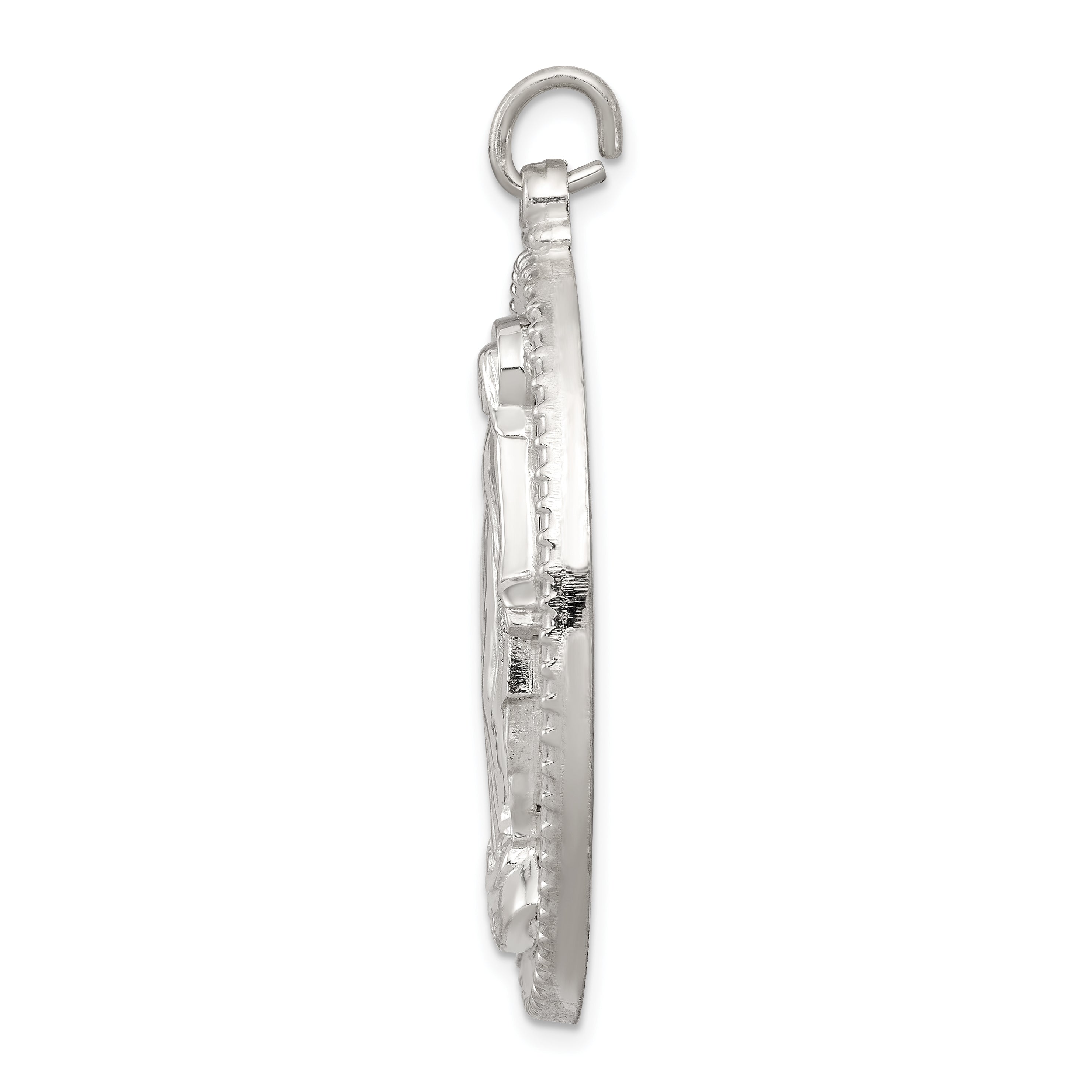 Sterling Silver 925 Miraculous Medal Pendant with Polished Palladium Finish