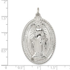 Sterling Silver 925 Miraculous Medal Pendant with Polished Palladium Finish