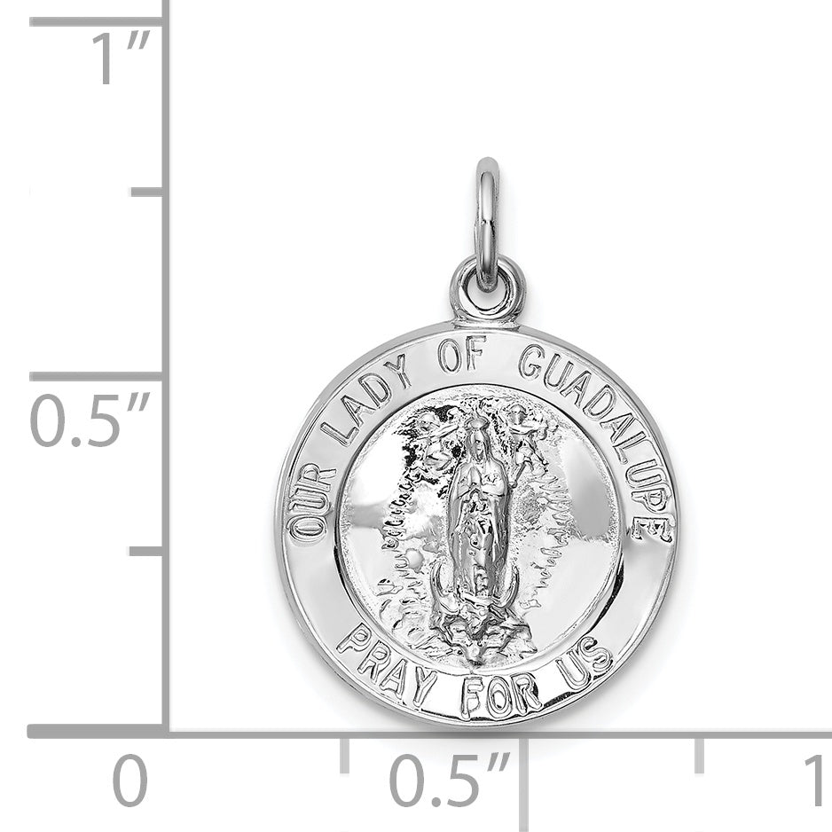 Sterling Silver Rhodium-plated Our Lady of Guadalupe Medal