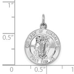 Sterling Silver Rhodium-plated Our Lady of Guadalupe Medal