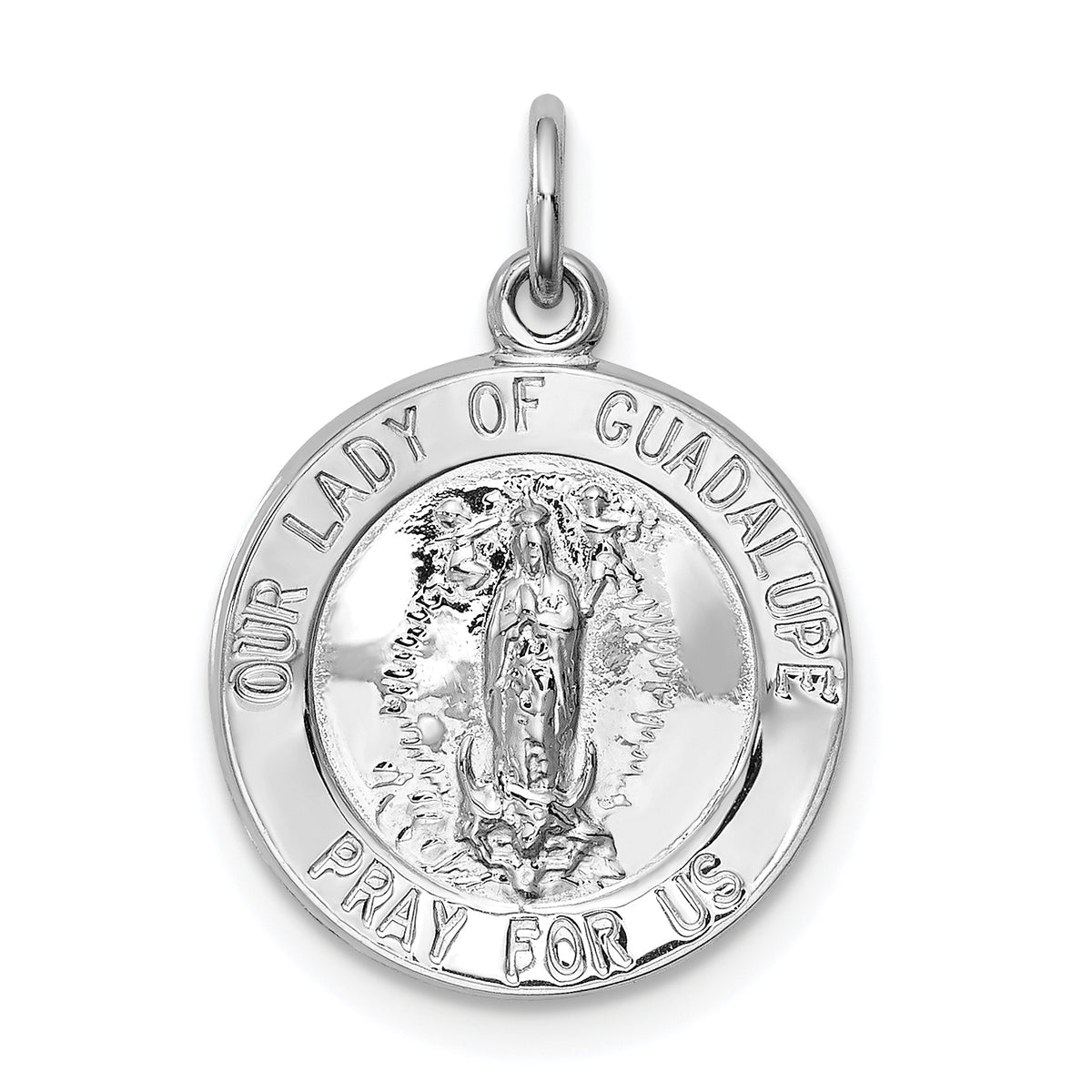 Sterling Silver Rhodium-plated Our Lady of Guadalupe Medal