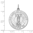 Sterling Silver Our Lady of Guadalupe Pendant Polished Rhodium-Plated Elegance