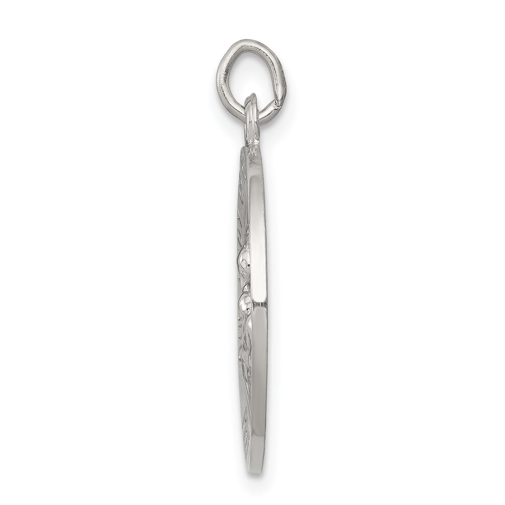 Sterling Silver Our Lady of Perpetual Help Pendant with Polished Palladium Finish