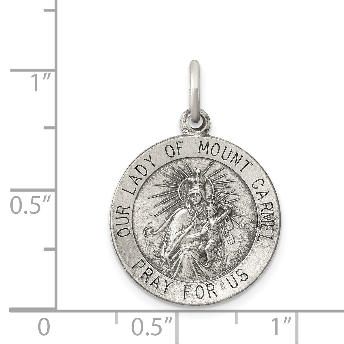 Sterling Silver Antiqued Our Lady of Mount Carmel Medal