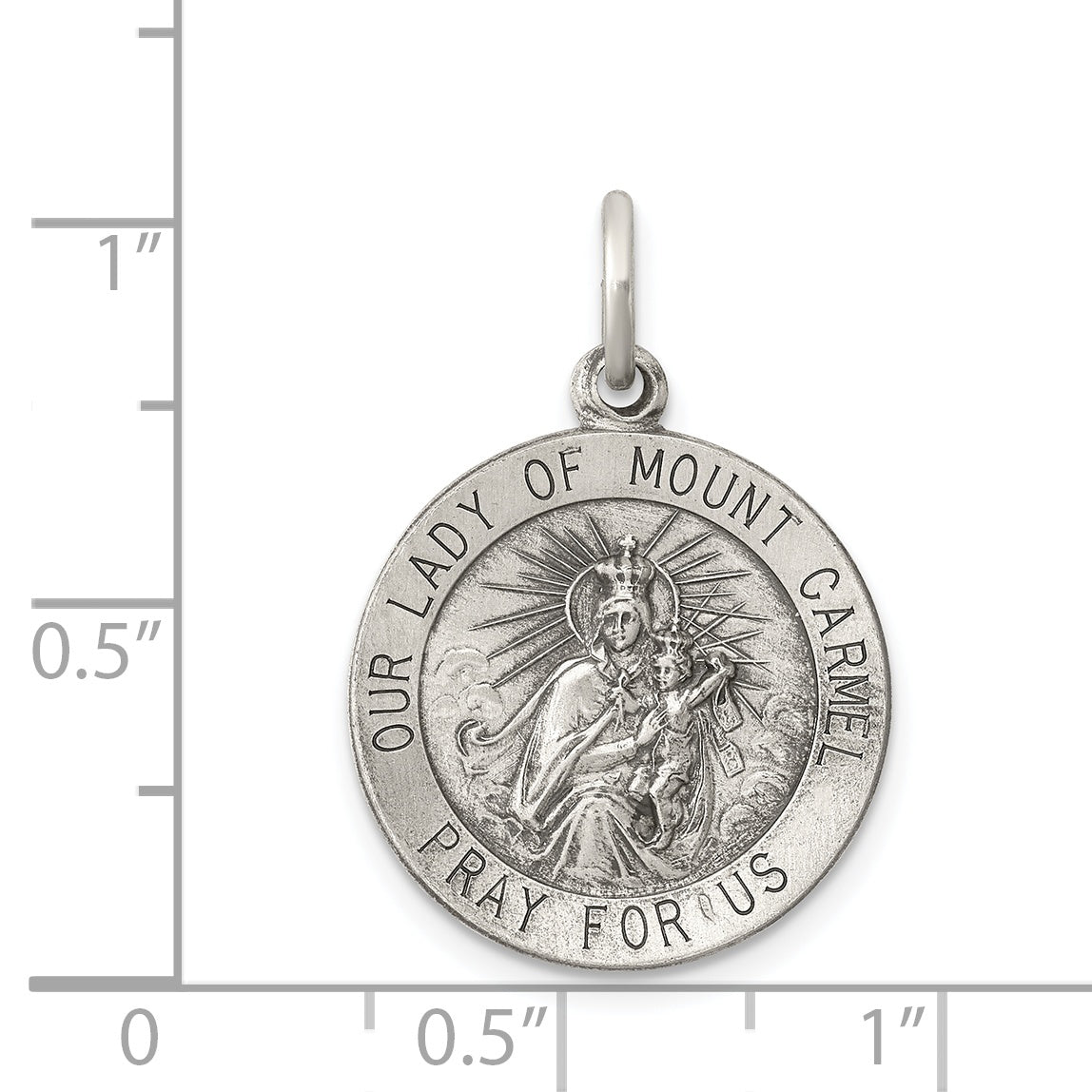 Sterling Silver 925 Our Lady of Mount Carmel Antique Pendant