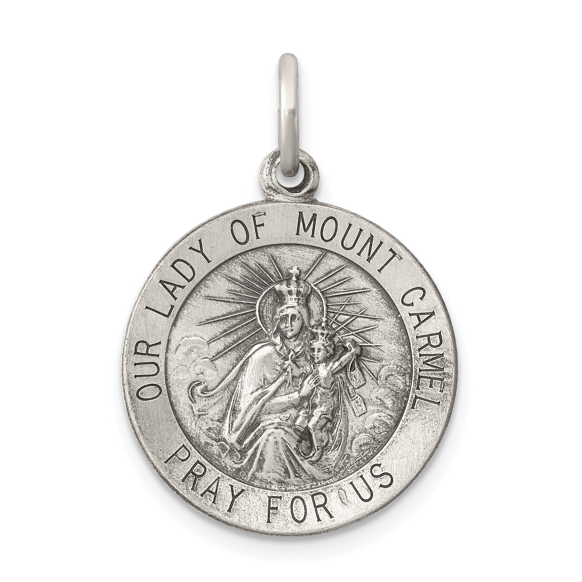 Sterling Silver Antiqued Our Lady of Mount Carmel Medal Main image