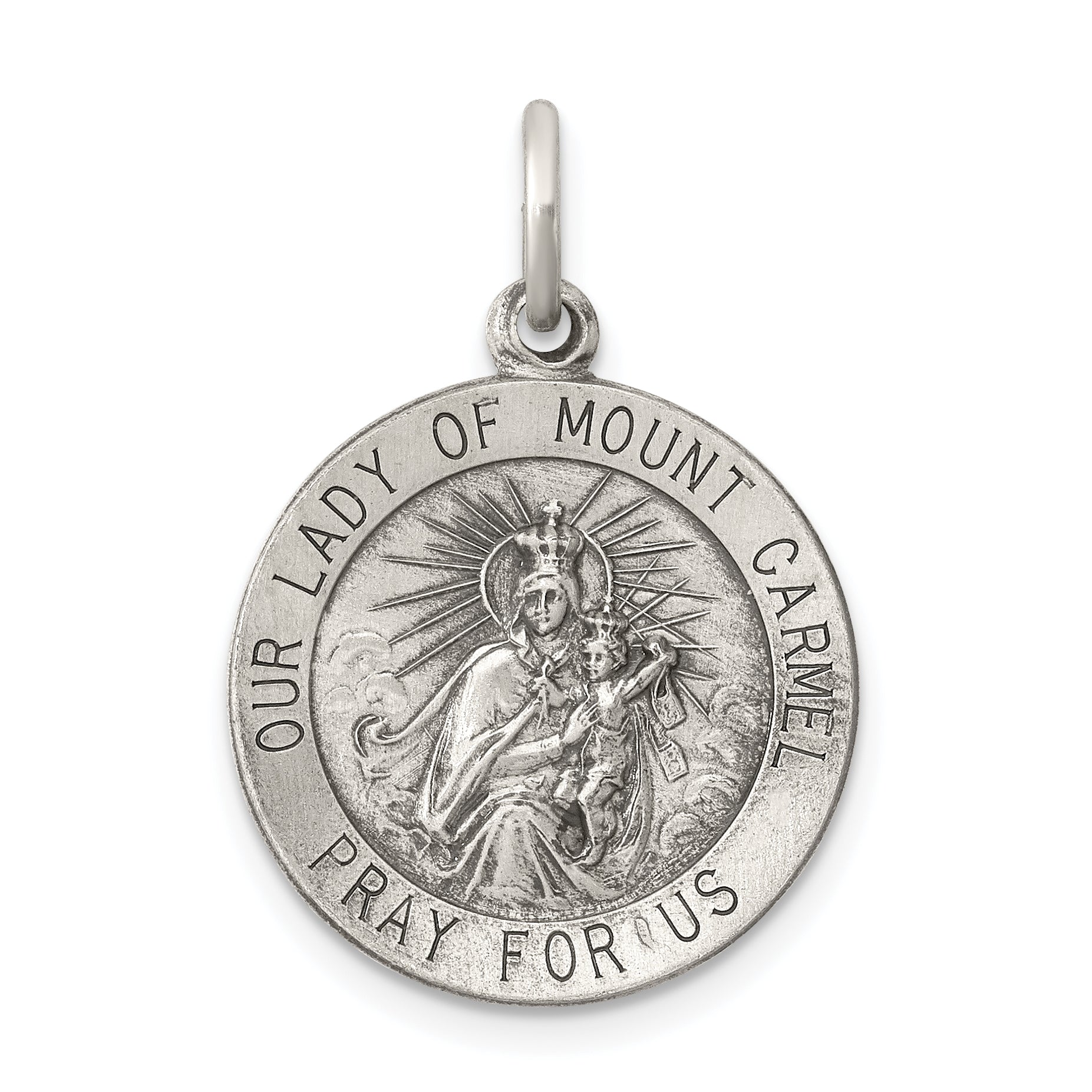 Sterling Silver Antiqued Our Lady of Mount Carmel Medal