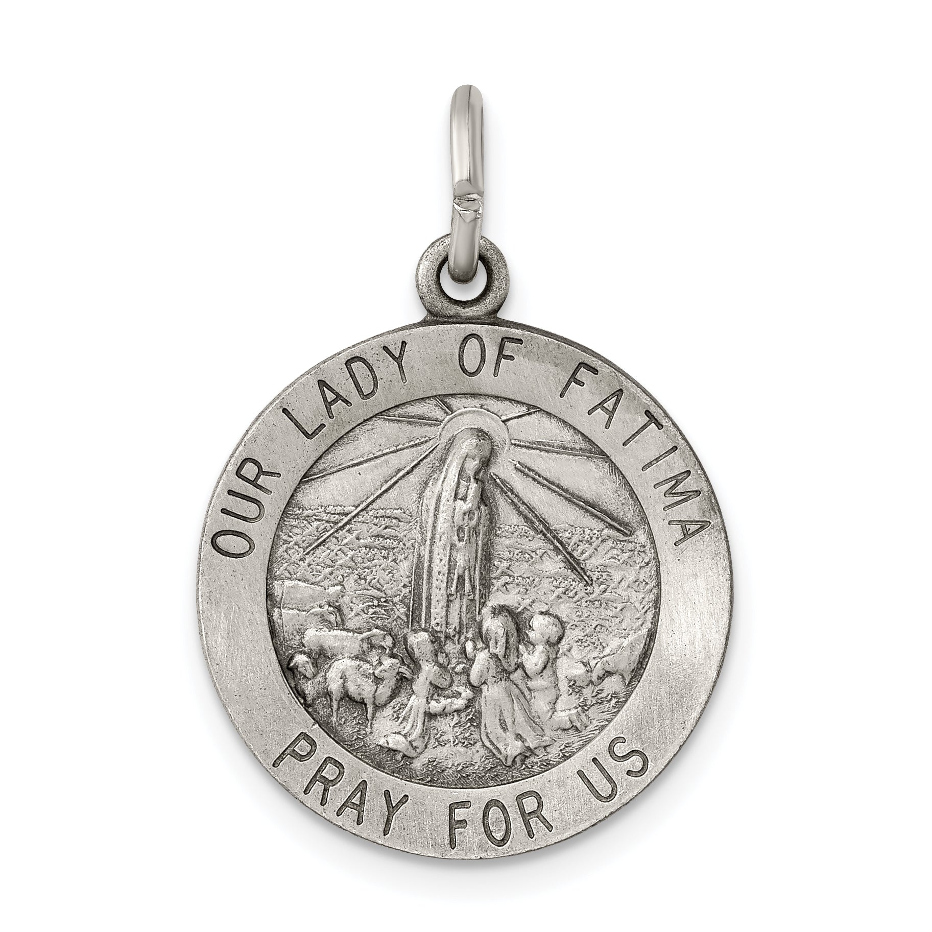 Sterling Silver Antiqued Our Lady of Fatima Medal Main image