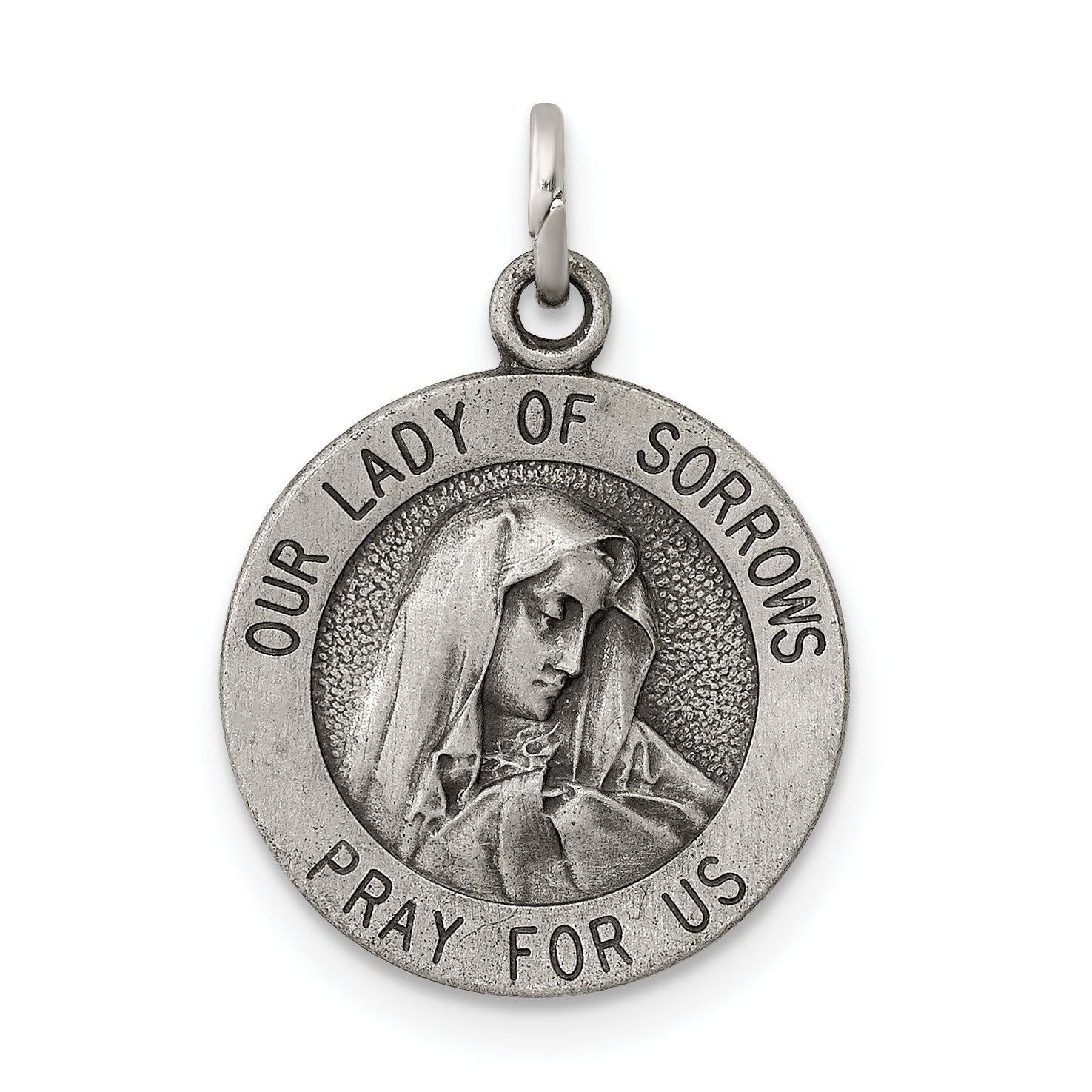 Sterling Silver Antiqued Our Lady of Sorrows Medal Main image