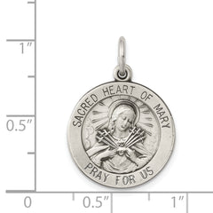 Sterling Silver Antiqued Sacred Heart of Mary Medal