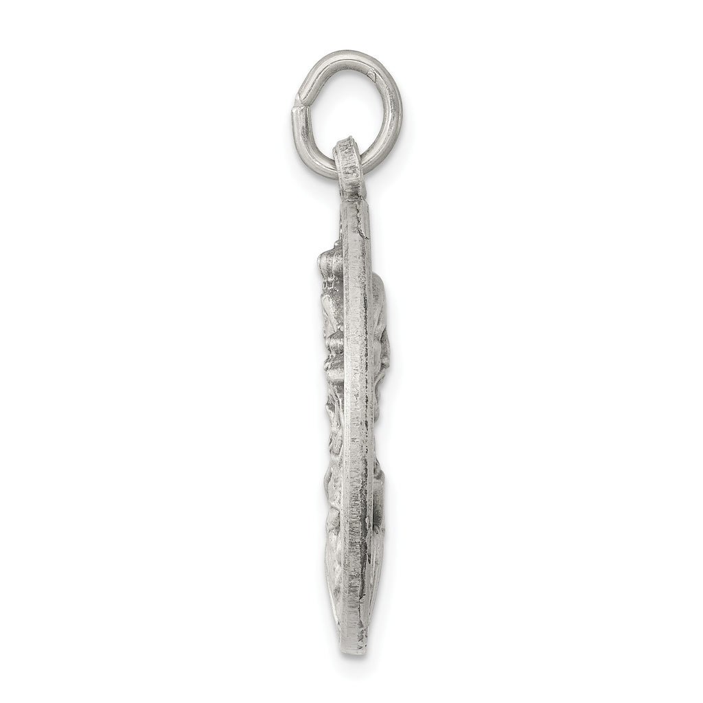 Sterling Silver 925 Scapular Medal Pendant with Antiqued Finish