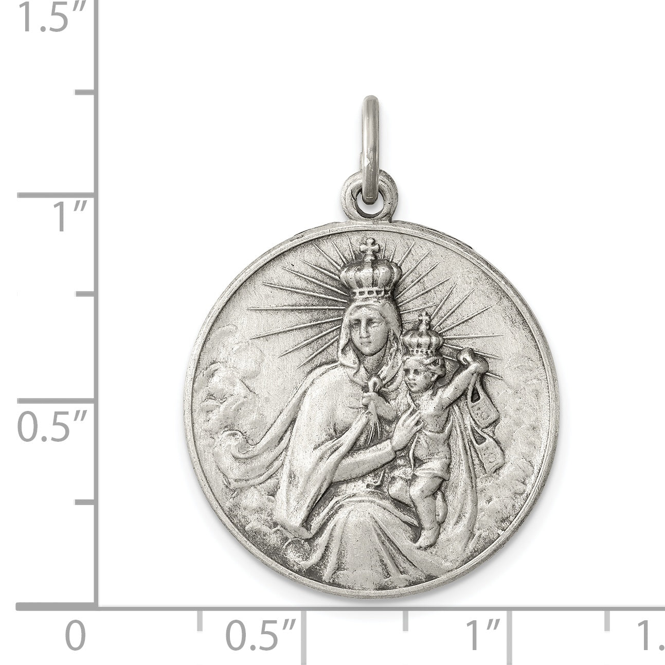 Sterling Silver Antiqued Our Lady of the Holy Scapular Medal