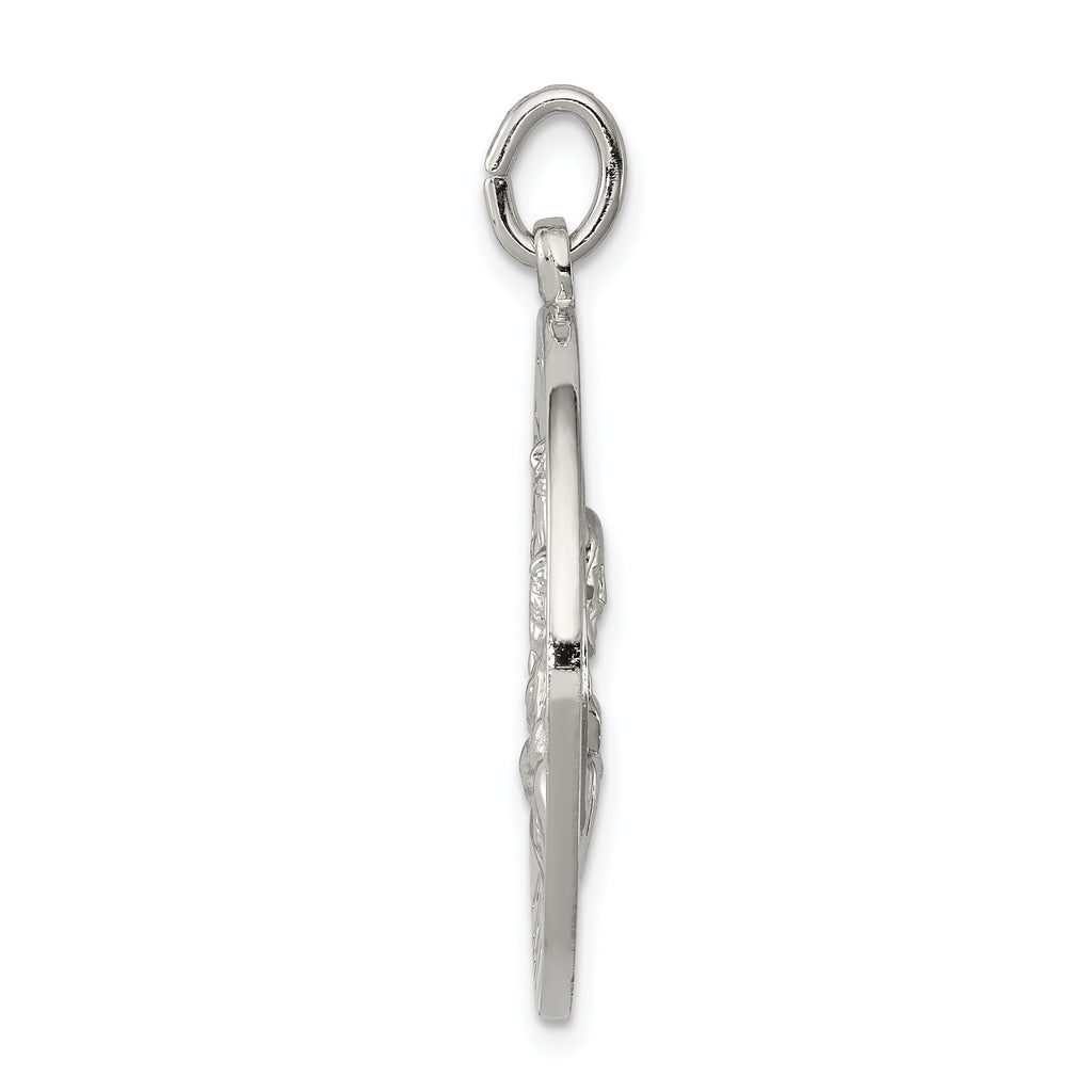 Sterling Silver 925 Queen Scapular Medal with Polished Palladium Finish