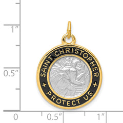 Sterling Silver St. Christopher Charm with 18K Accents and Polished Finish